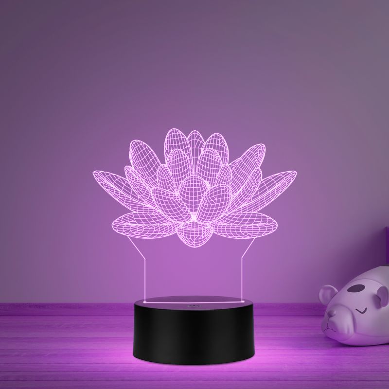 3D Illusion Lotus Flower Led Night Lamp Multicolored Light Home Decor Light